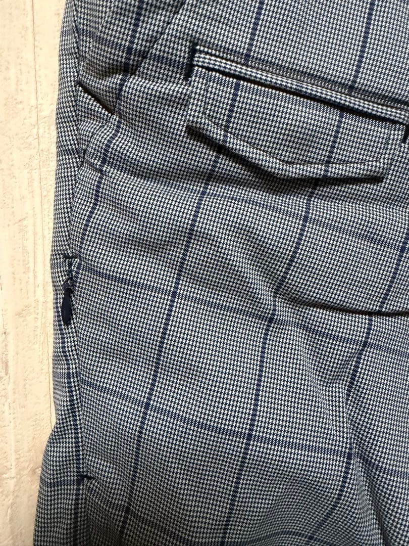 美品★パーリーゲイツ チェック柄 ゴルフパンツ メンズ 4(M) グレー 撥水