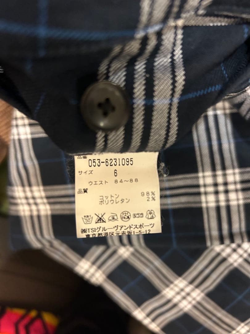 PEARLY GATES ゴルフ用パンツ ネイビーとホワイトのチェック柄サイズ6
