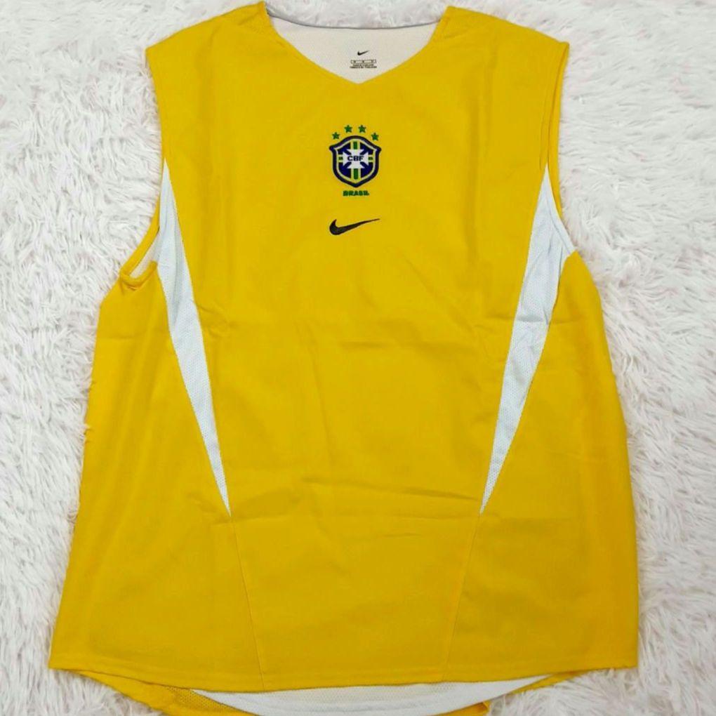 美品◎NIKE 02年ブラジル代表プラクティスシャツ ノースリーブ Mサイズ