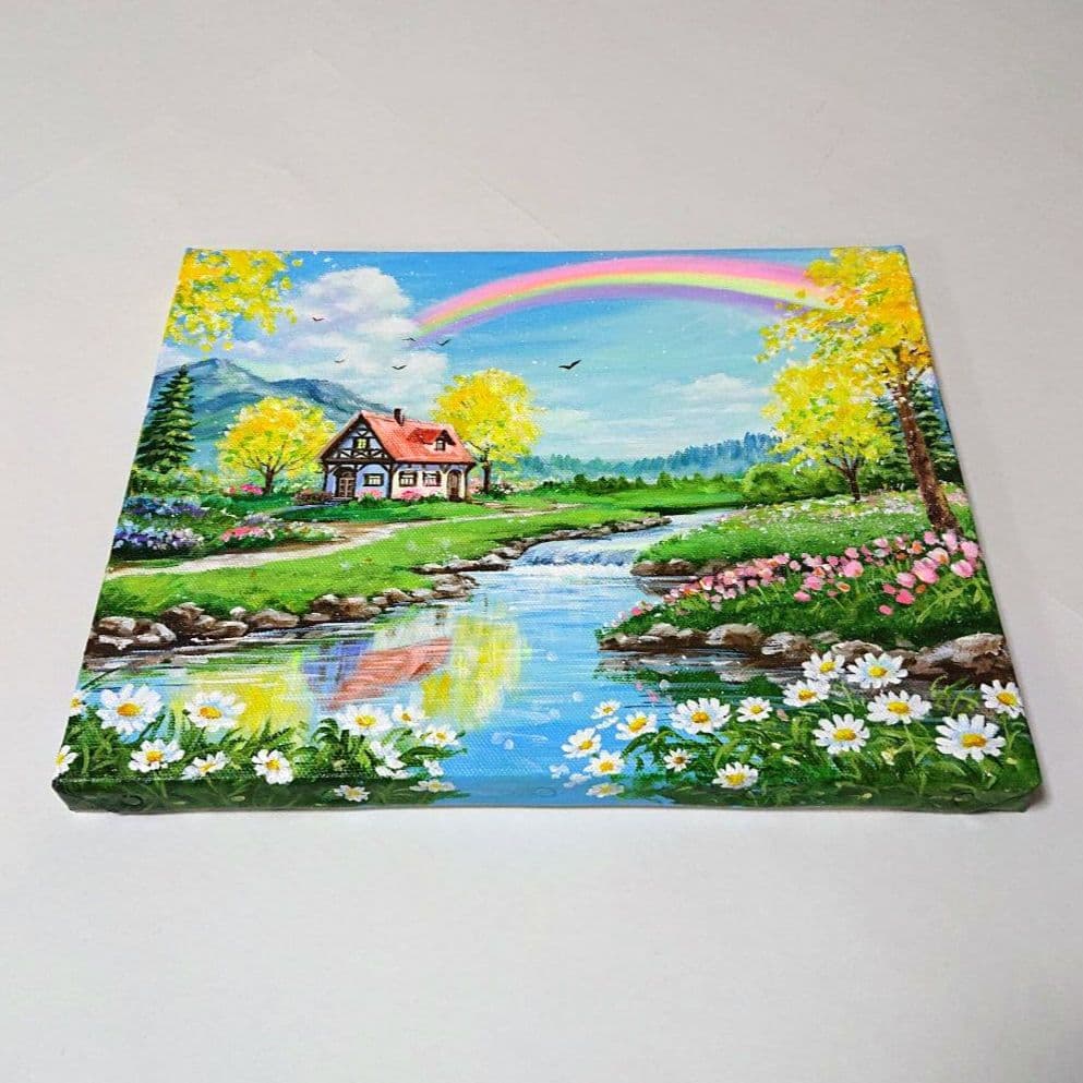 【ミモザの到来】アクリル画 F3 風景画 絵画