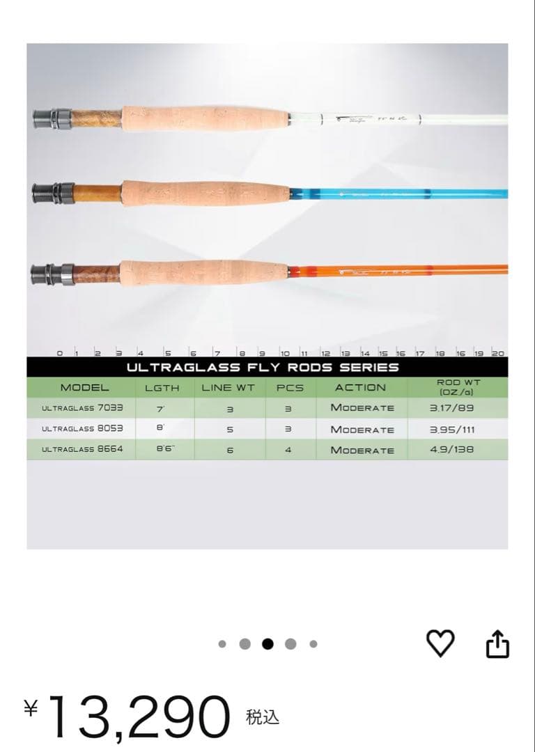 Maxcatch フライロッド 70インチ 3wt
