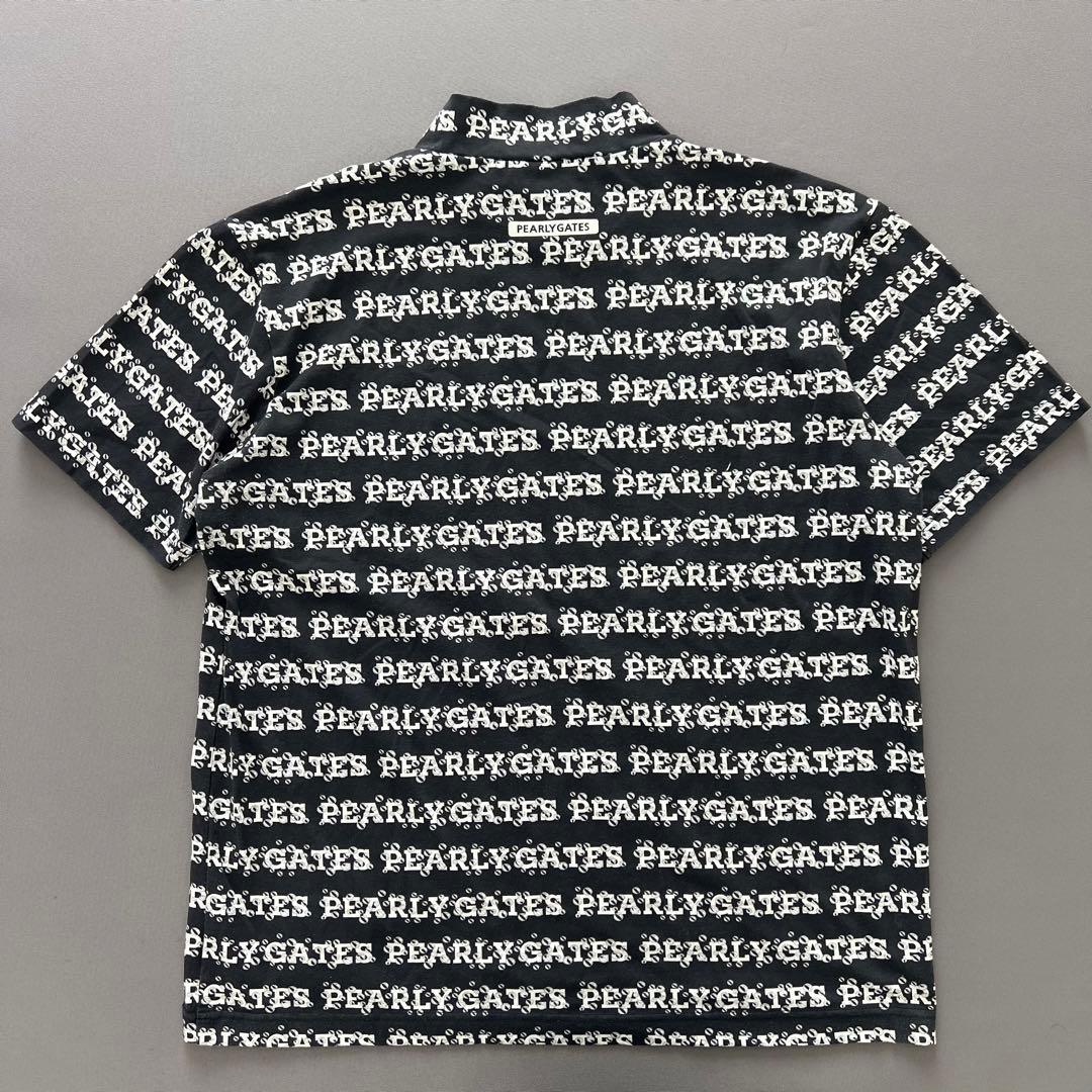 PEARLY GATES パーリーゲイツ　ロゴボーダー　モックネック　半袖シャツ