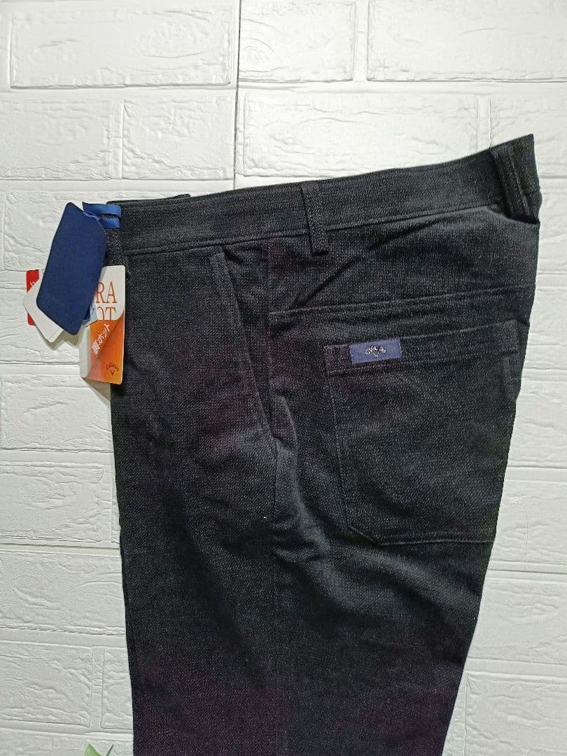 新品未使用品 キャロウェイ 黒 スリムフィット パンツ ポケット付き