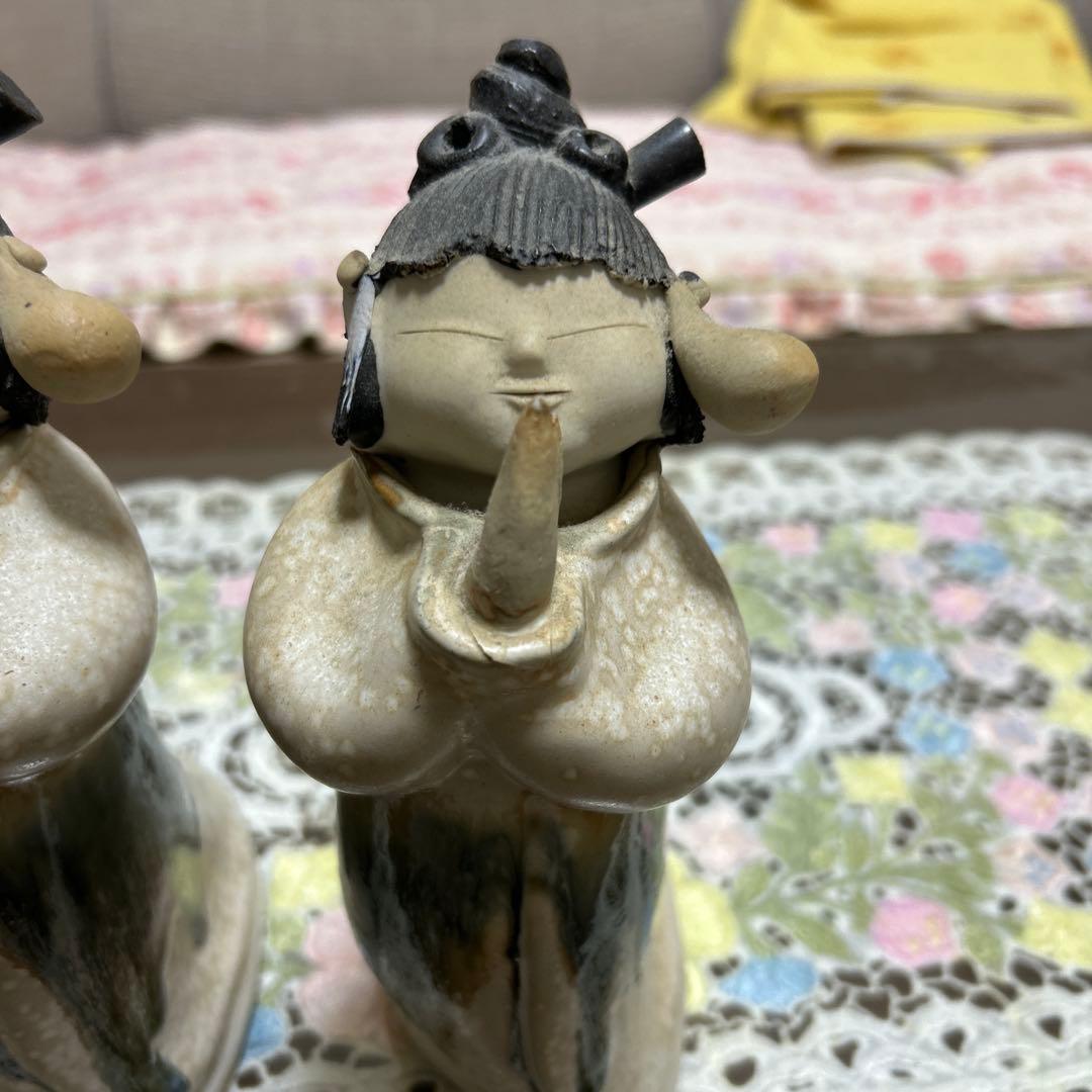 砥部焼　森元青芳「念ずれば花開く」3体セット