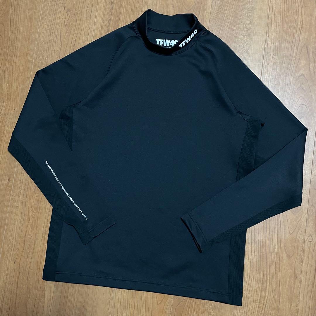 TFW49 モックネック　ロングTシャツ ブラック　XL ゴルフ