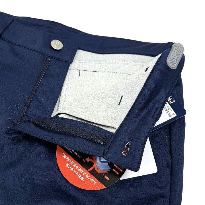 新品 フィラ ゴルフ 高周波キルト 3層ボンディング パンツ フリース 紺 90