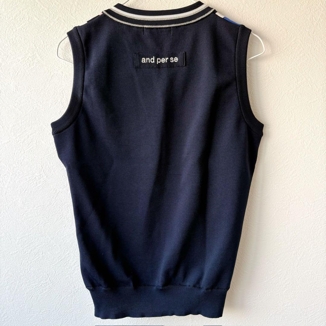 【13】中古andperse セットアップ ニットベスト スカート ゴルフ M