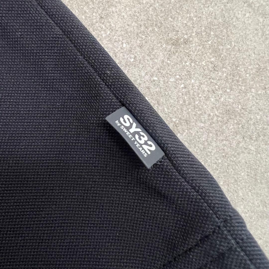 SY32 GOLF ロゴ　半袖シャツ　黒　L モックネック　ゴルフ　ハイネック
