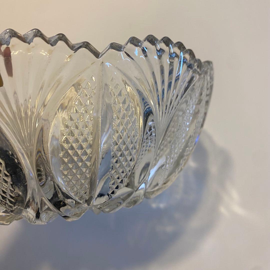 カットガラス 保谷 クリスタル ガラス サラダ ボウル　 工芸品 クリスマス