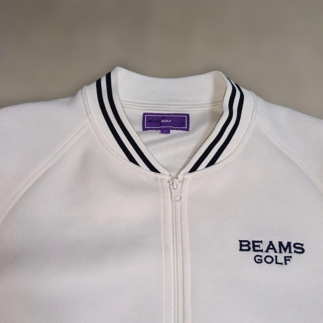 BEAMS GOLF ホワイト ジャージトップス　ジッパー付き　XLサイズ