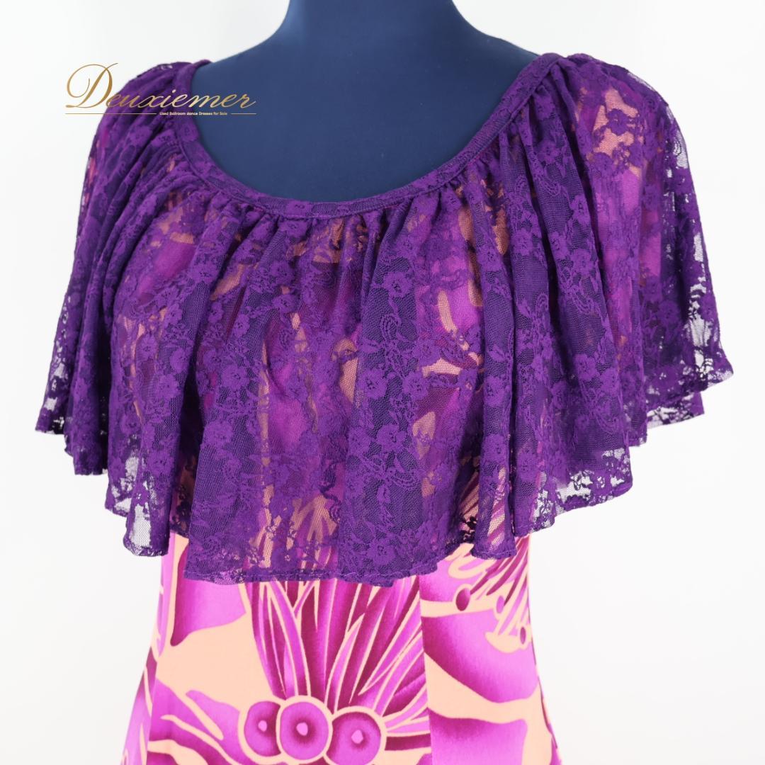 【美品 ハワイ製 フラダンス衣装】パープル CC Fashions ワンピース