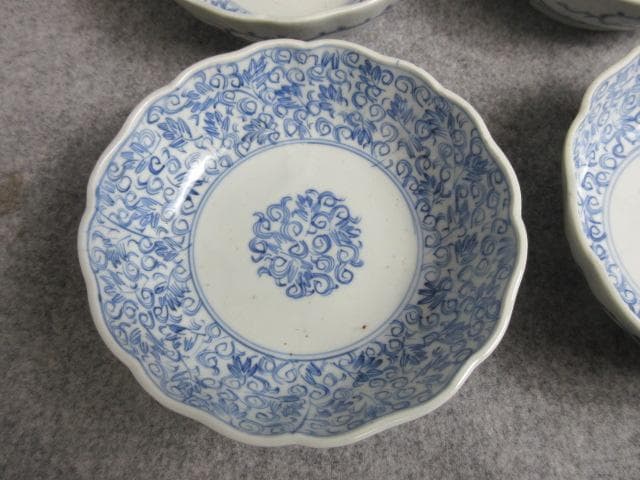 古伊万里染付唐草模様なます皿7枚 [B28719]