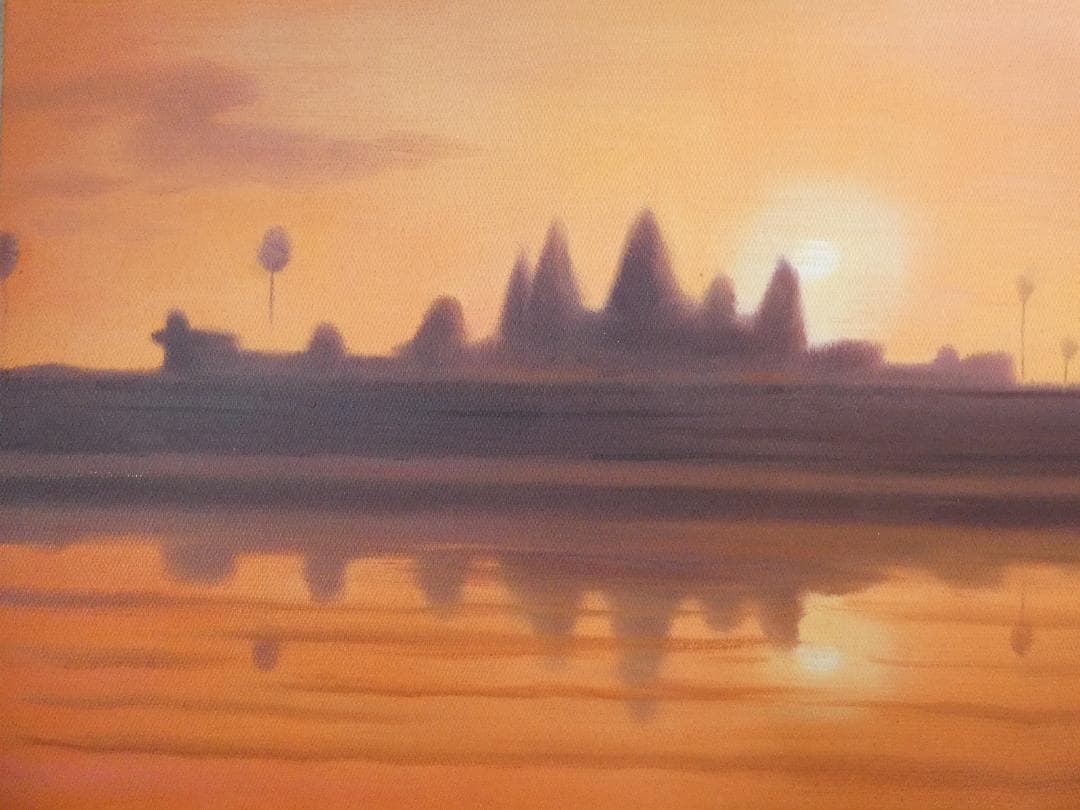 絵画 　平山郁夫「風景」 サインM10サイズ 額装済み 肉筆手描き