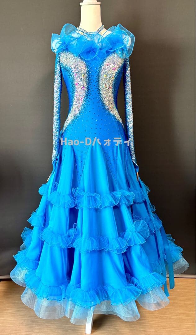 新品★ダンスドレス★スタンダード★社交ダンス★競技会★パーティー★コバルトブルー
