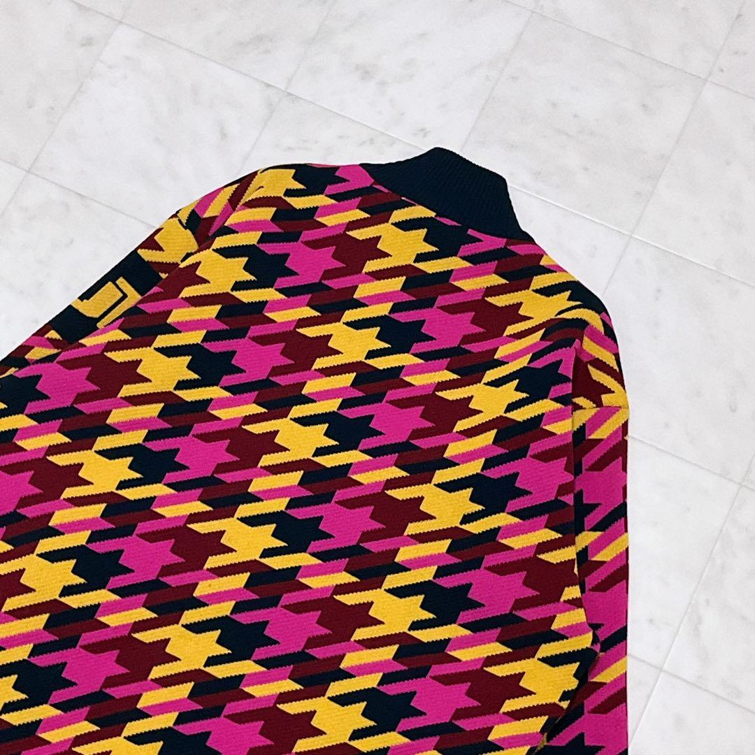 LOUDMOUTHラウドマウス 千鳥柄 蓄熱 ニット ジャケット M