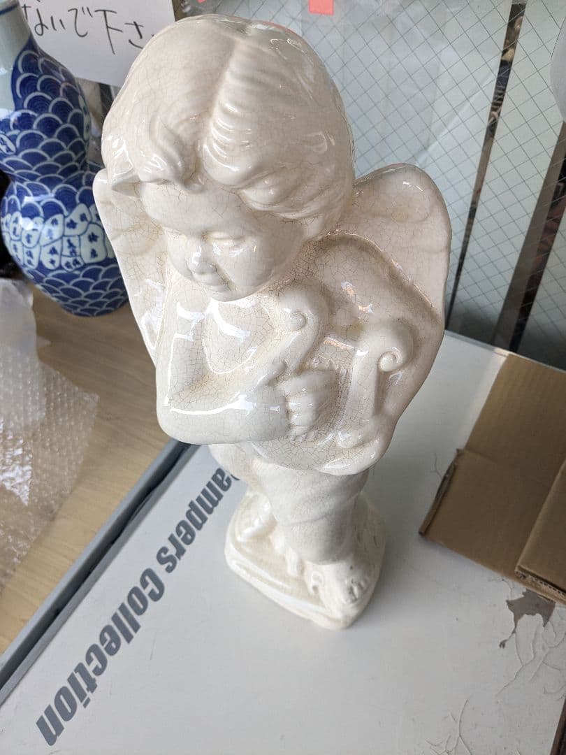 天使像 約20cm クリーム色