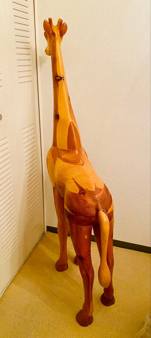 木製キリンの置物 高さ1320mm