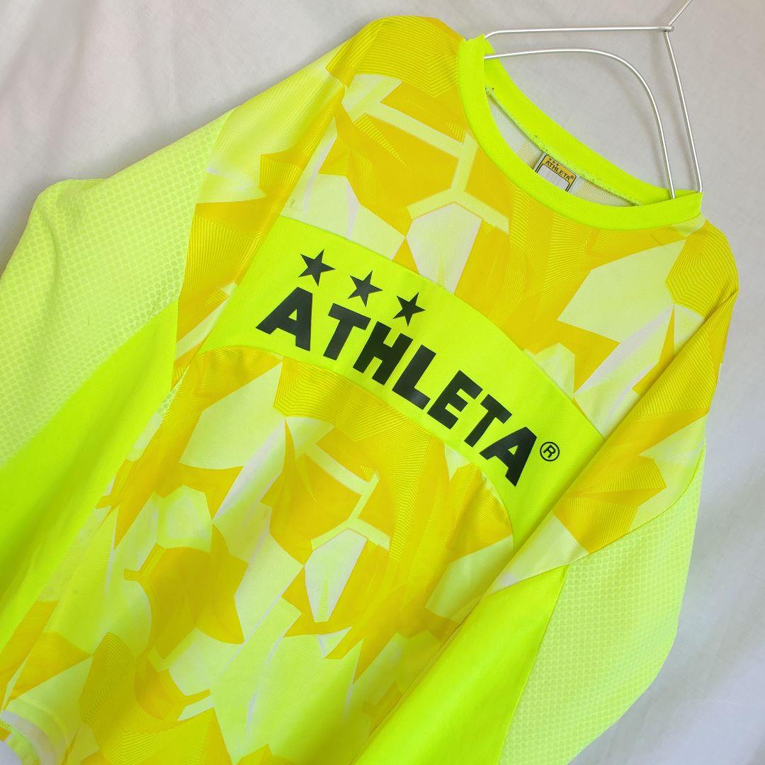 ATHLETA ネオンイエロー 長袖 ウェア ロンT 模様 柄 サッカー