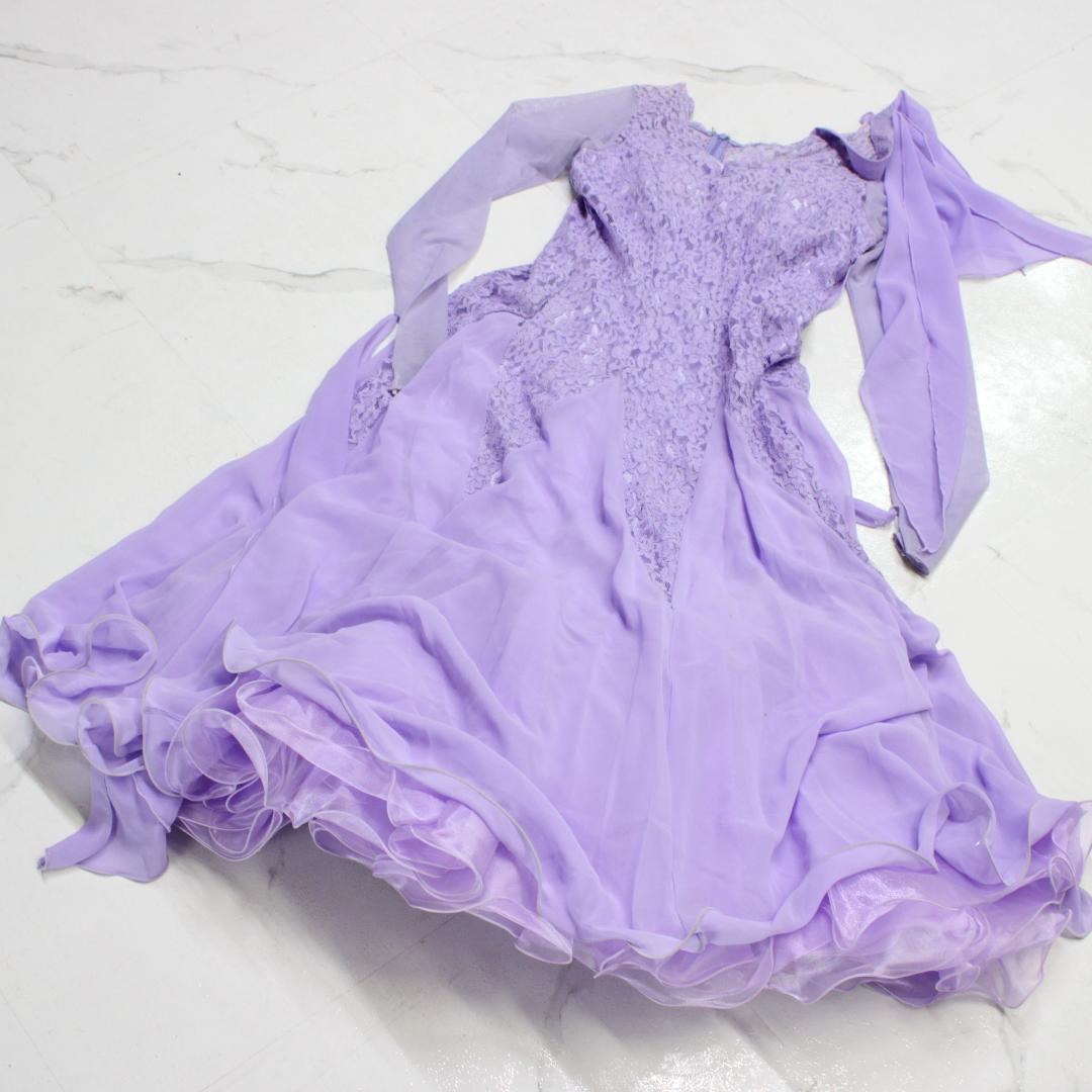 【美品 社交ダンス衣装】prima boutique ワンピース ドレス 紫