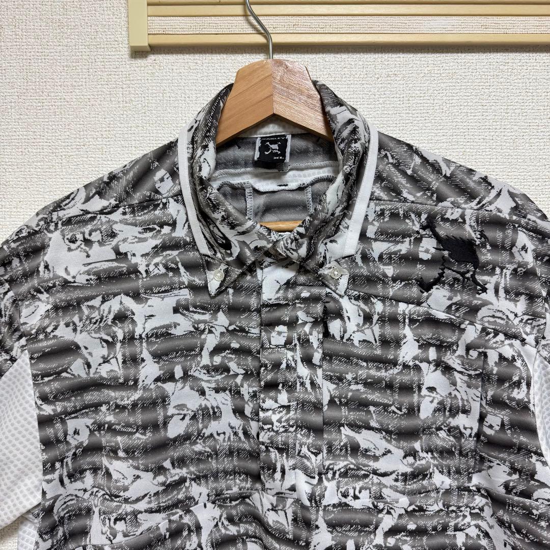 OAKLEY オークリー スカル ポロシャツ 半袖 総柄 ゴルフウェア ゴルフ