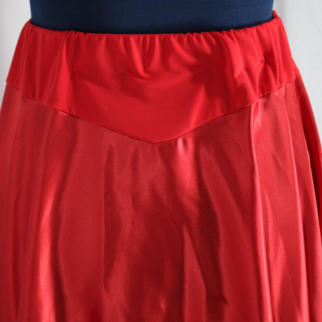 【美品 日本製 社交ダンス衣装】レッド CHACOTT スカート 赤 光沢 無地