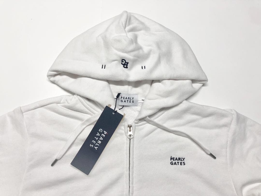 ○★新品未使用　PEARLY GATES　裏毛フルジップパーカー　6　ホワイト