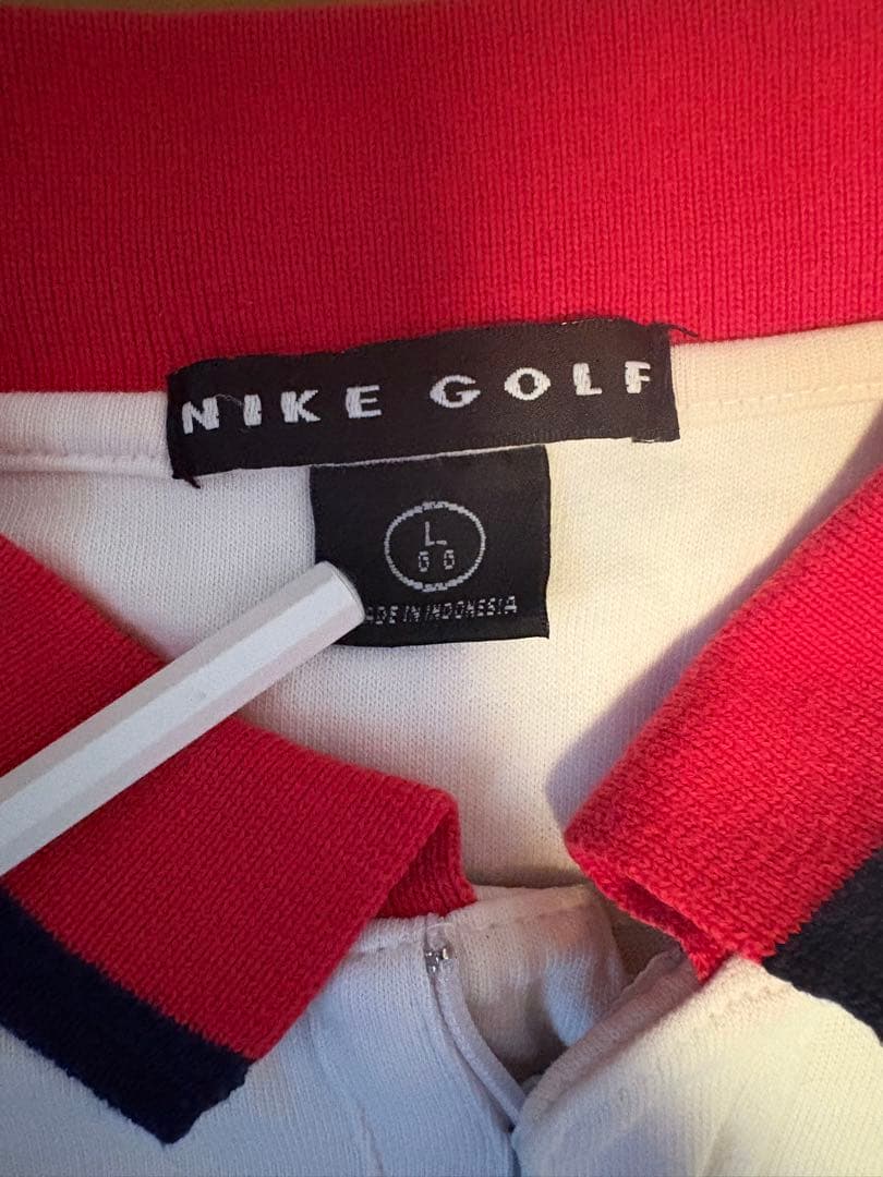 NIKE GOLF ハーフジップ 半袖シャツ センターロゴ L 切替 古着