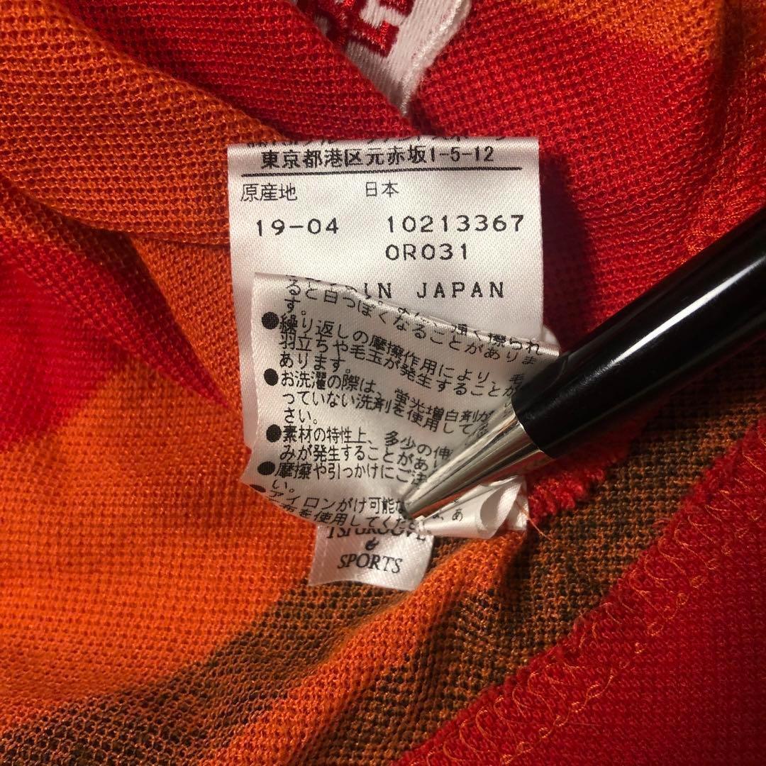 パーリーゲイツ ポロシャツ 日本製 レッド オレンジ ボーダー サイズ6