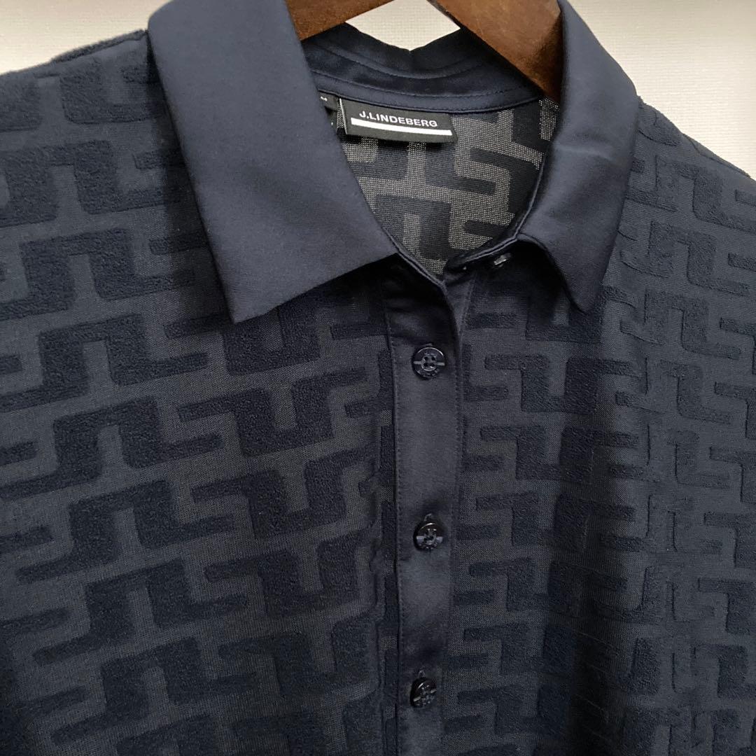 【新品】J.LINDEBERG レディースゴルフ長袖ポロシャツ ネイビー L