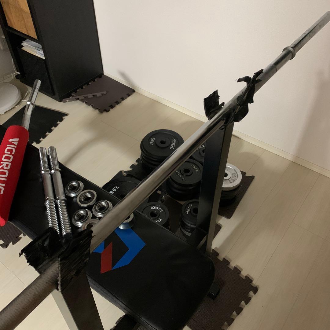 ベンチプレス　Wシャフト　可変式ダンベル　107.5kセット