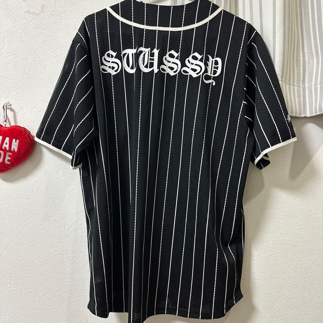 STUSSY ストライプ メッシュシャツ Lサイズ