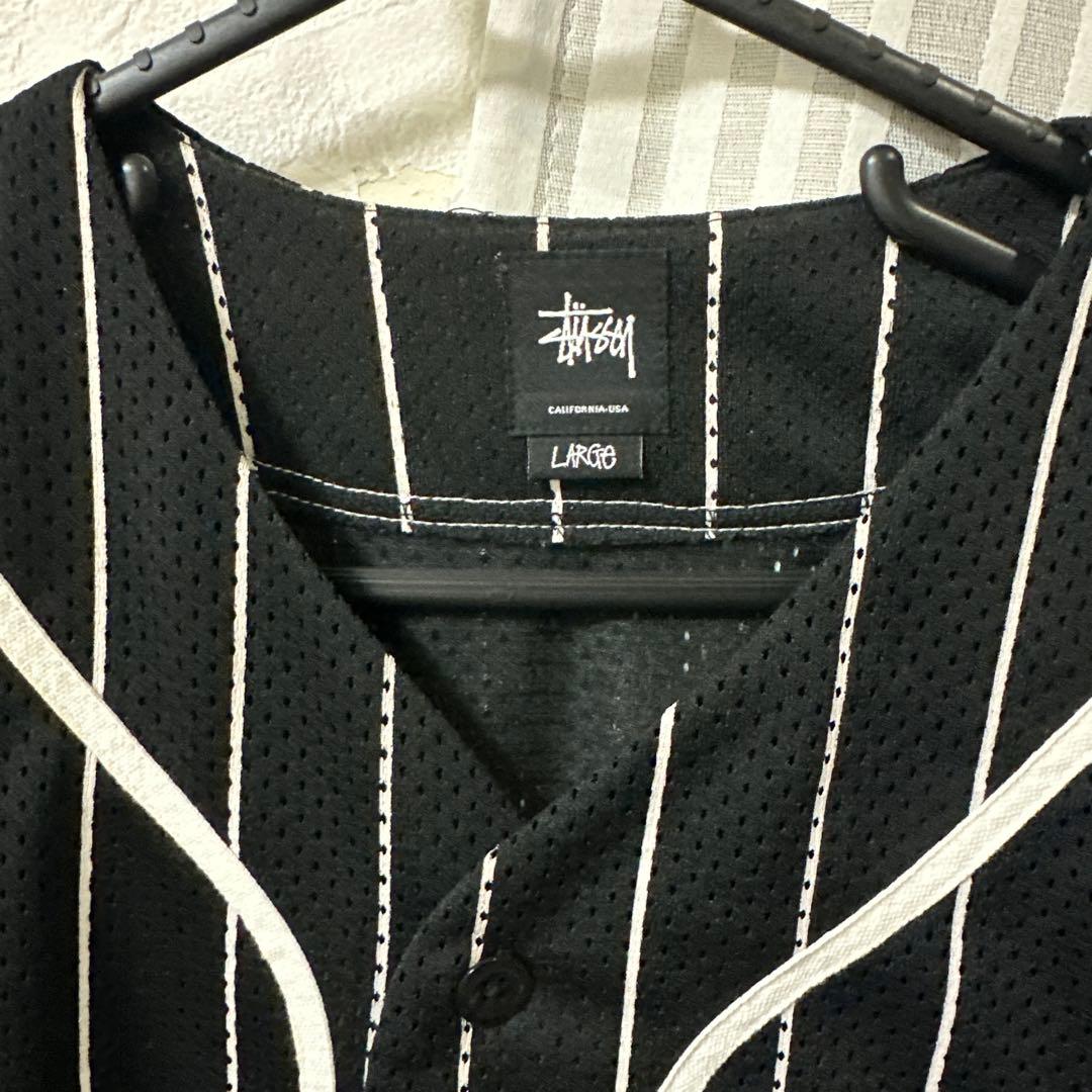 STUSSY ストライプ メッシュシャツ Lサイズ