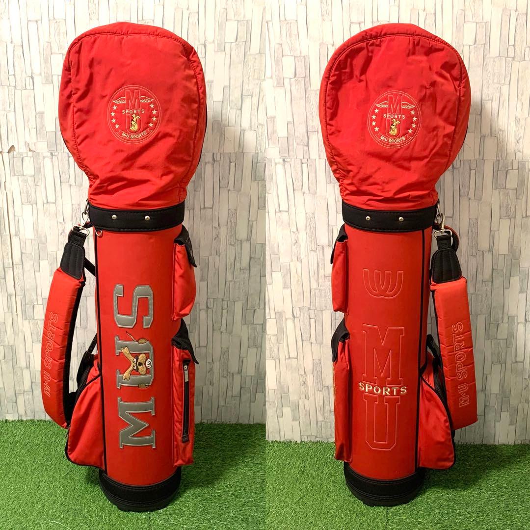 良品超希少 M•U SPORTS キャディバッグ 赤黒 カート式 ミエコウエサコ