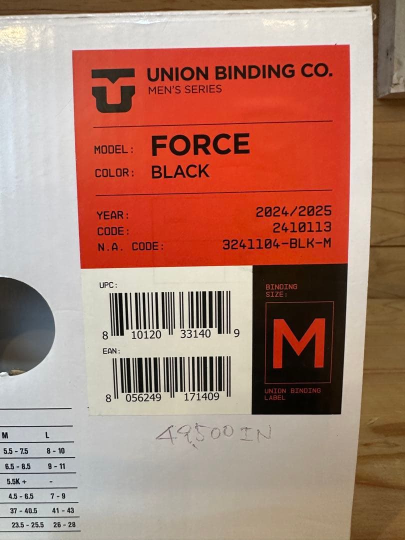 新品UNION FORCE ビンディング ブラック M