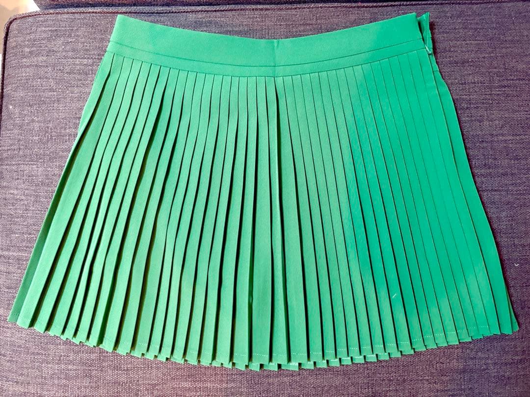 グリーン プリーツスカート L