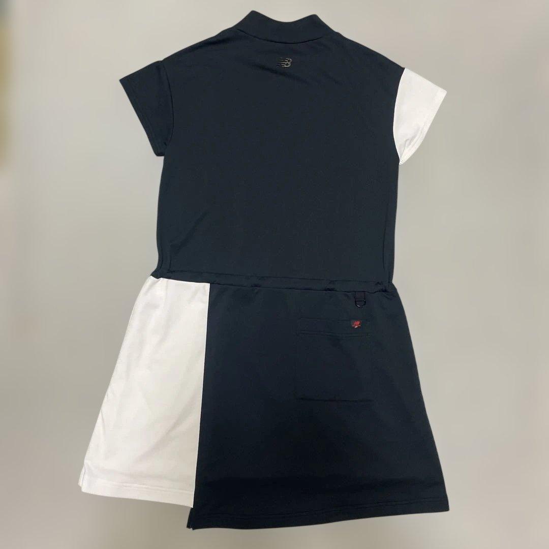 NEW BALANCE GOLF 半袖モックネックワンピース ブラックホワイト0
