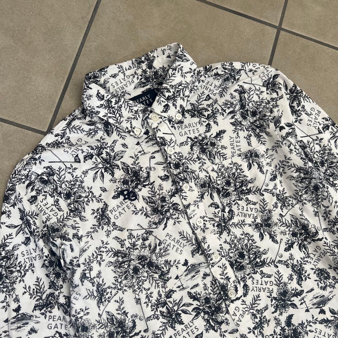Pearly gates パーリーゲイツ　花柄　メンズ　長袖シャツ　ゴルフ　総柄