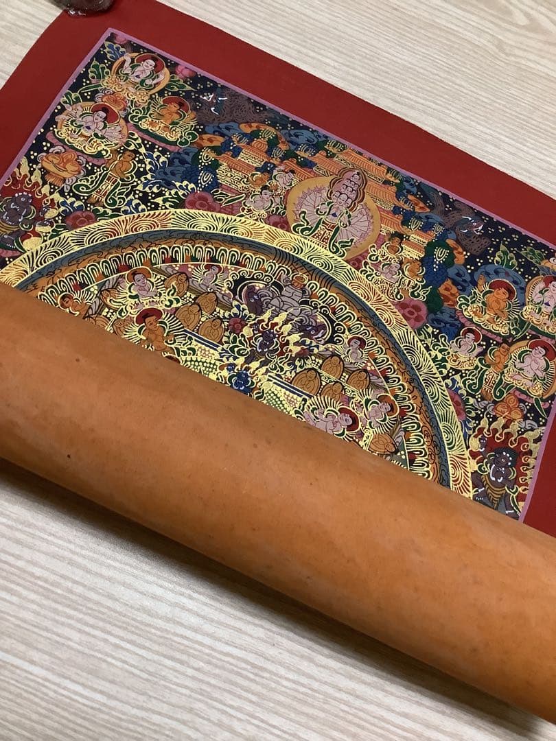 《 チベット密教　新品　1点物 》 手描き　曼荼羅　仏陀　釈迦　仏画　仏教　f7