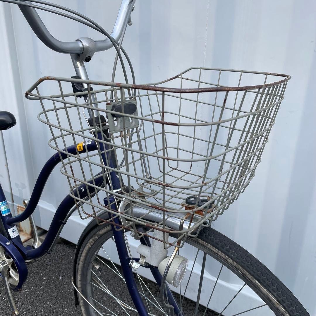 【都内/千葉市引取】ママチャリ 27インチ自転車 カゴ/鍵/ライト付