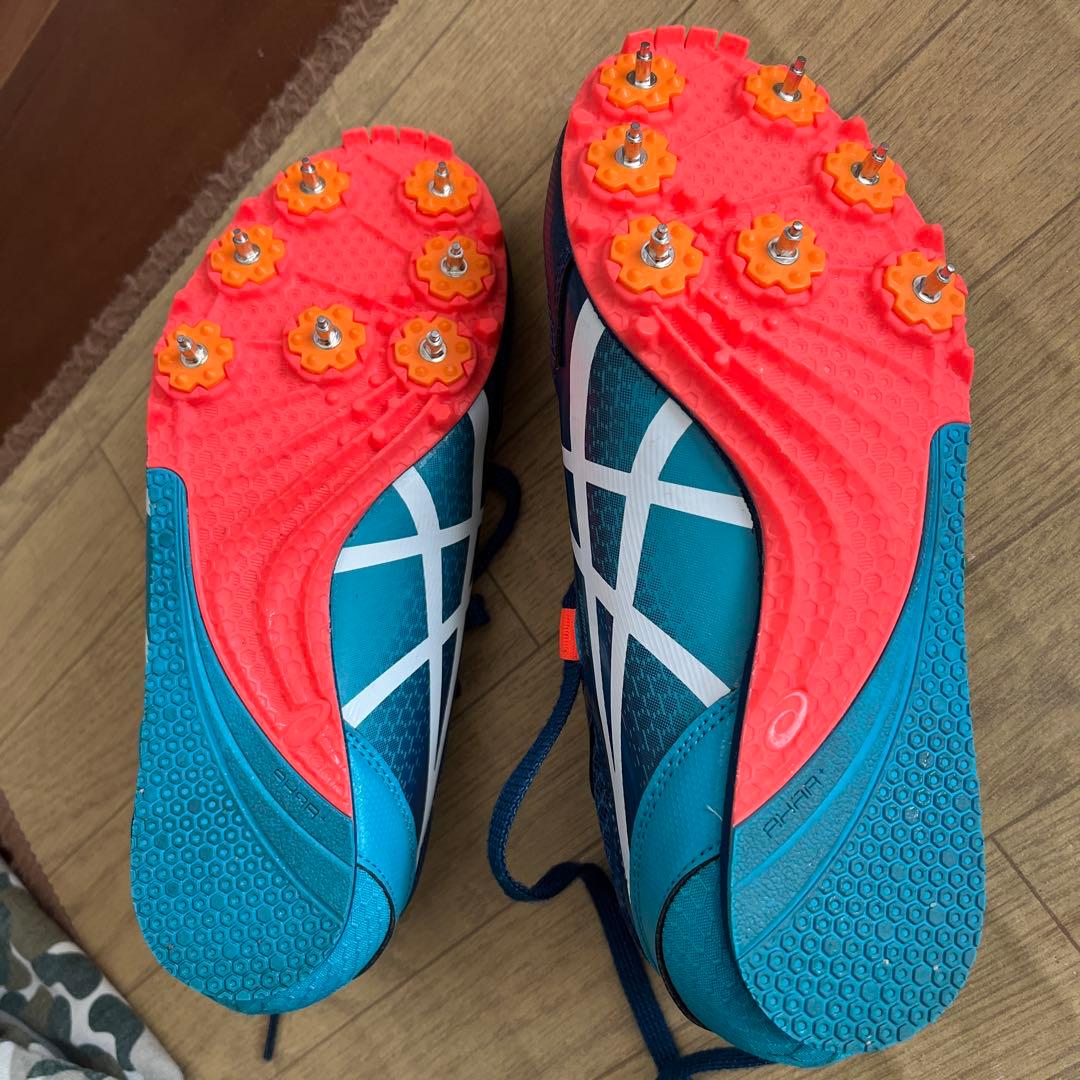 ASICS スパイクシューズ 22.5cm 青/オレンジ
