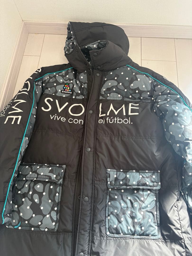 美品　svolme 　スボルメ　ダウン　ベンチコート　黒 ドット柄　M