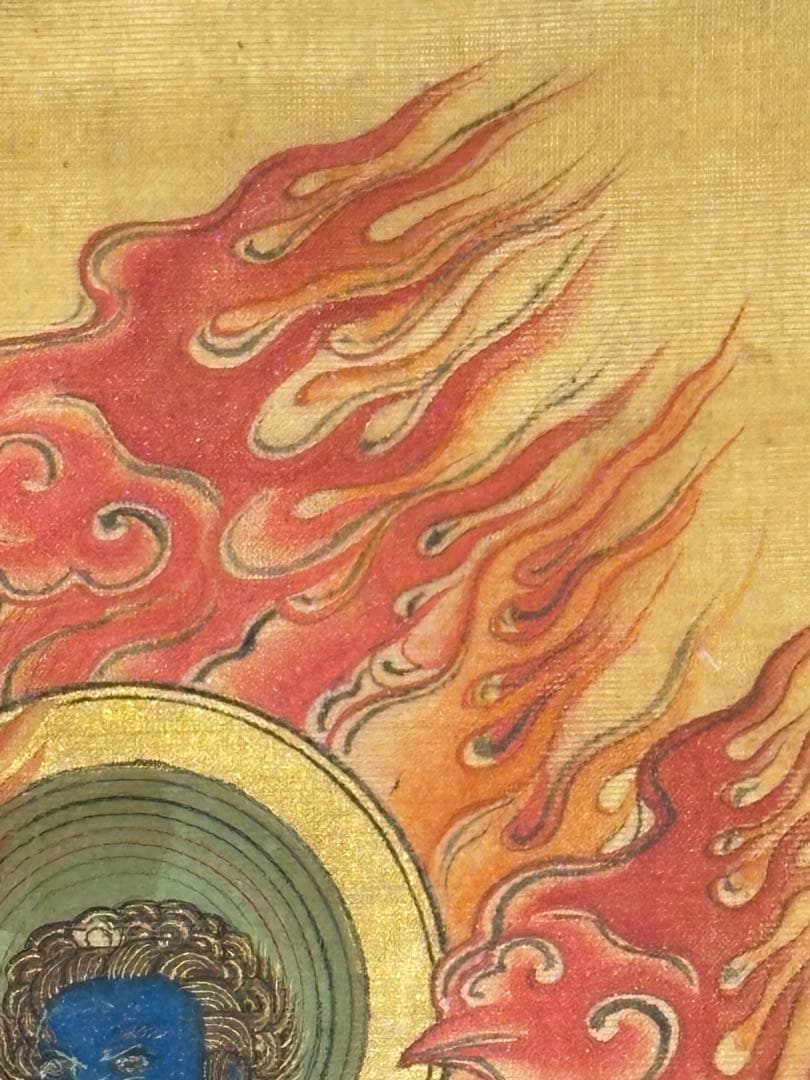 「絹本彩色 阿遮羅明王（不動明王）」瑟瑟坐像」明治頃筆 １幅|仏画 仏教美術