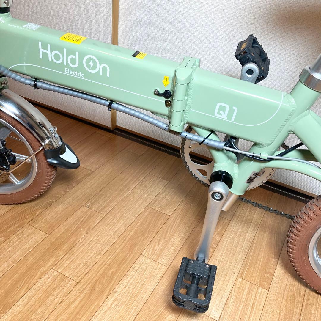 美品 Hold on 折り畳み電動アシスト自転車 Q1J 抹茶グリーン