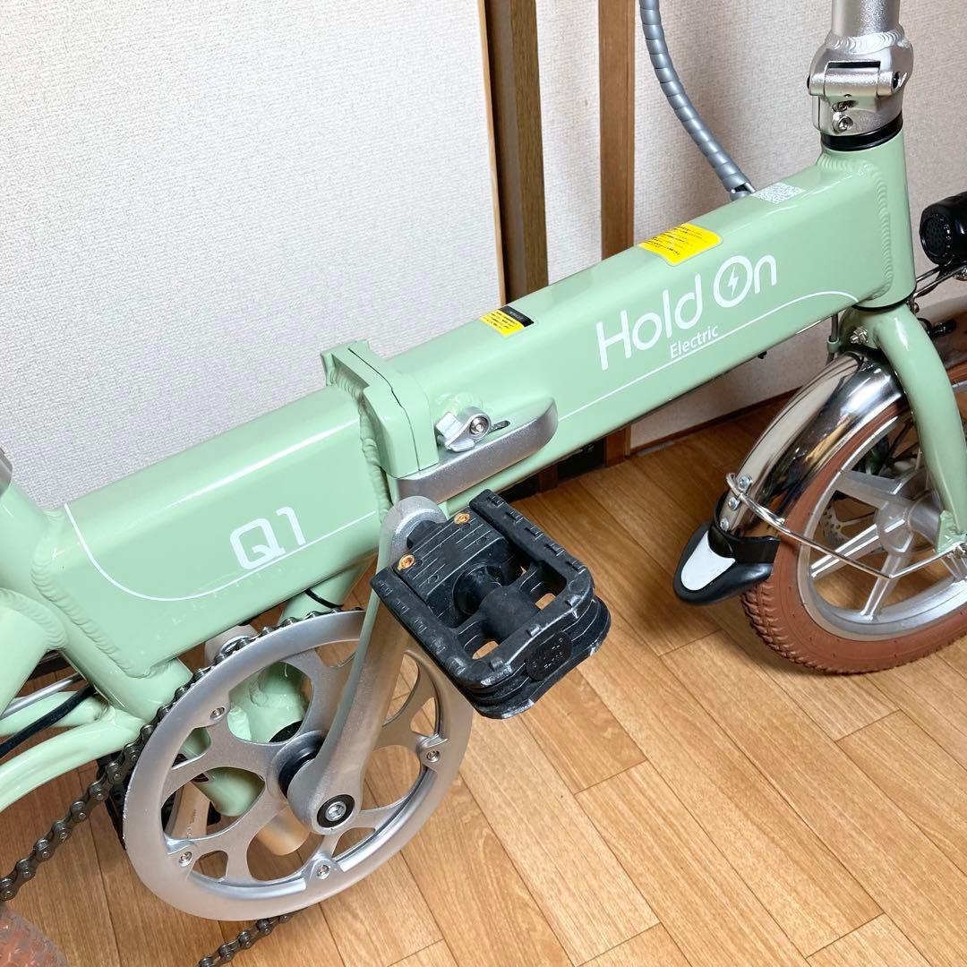 美品 Hold on 折り畳み電動アシスト自転車 Q1J 抹茶グリーン