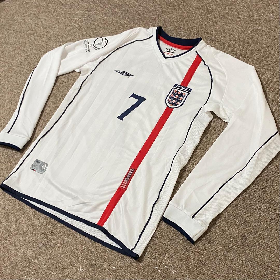 未使用　2002年　イングランド代表ユニフォーム　ホーム　ベッカム　アンブロ製
