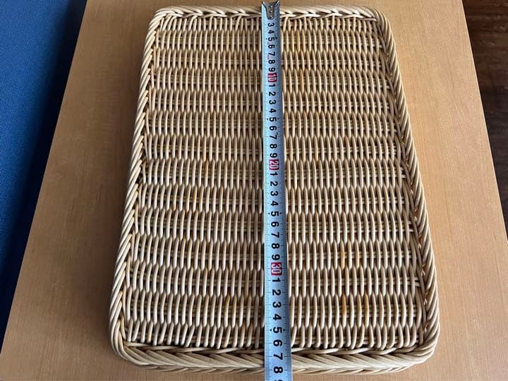 よし与工房　角浅型プラタンかご　アイボリー　４つセット①