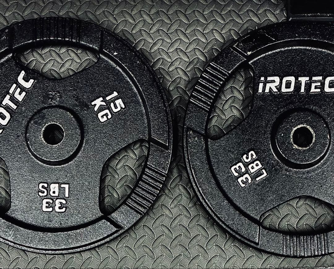 【最安値】IROTEC バーベルプレート_15kg×2枚（29mm穴）