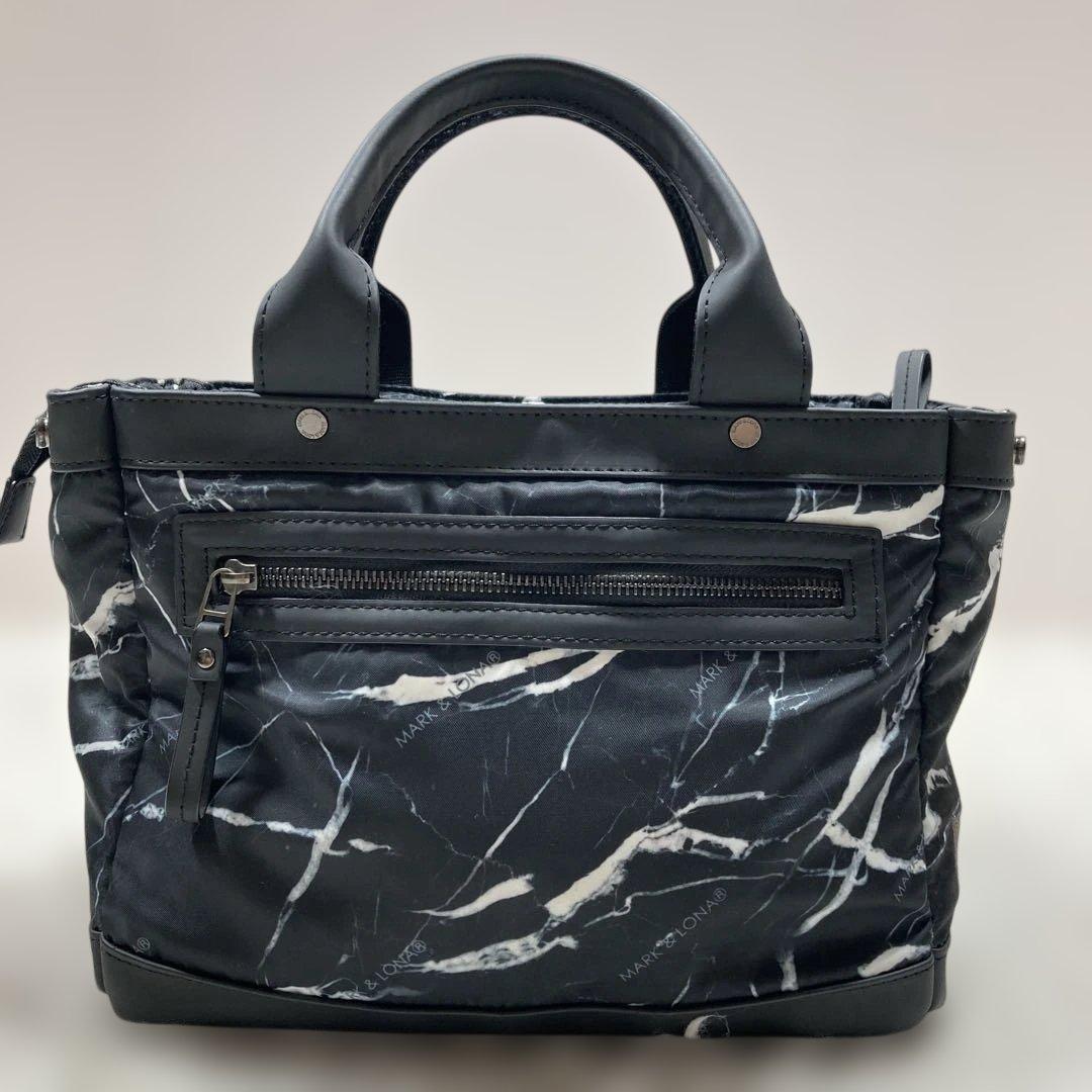 美品 木村拓哉愛用！マークアンドロナ ゴルフカートバッグ 総柄 ナイロン 黒