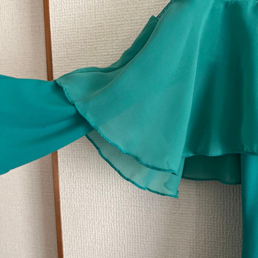 社交ダンス　ジャンティ　トップス　Mサイズ キラキラ　エメラルドグリーン