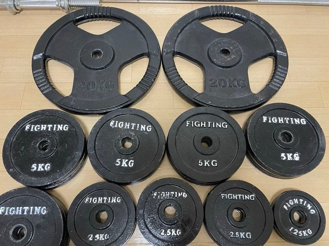 ボディメーカーファイティングロードバーベル2本ダンベル2本　125kg まとめ割